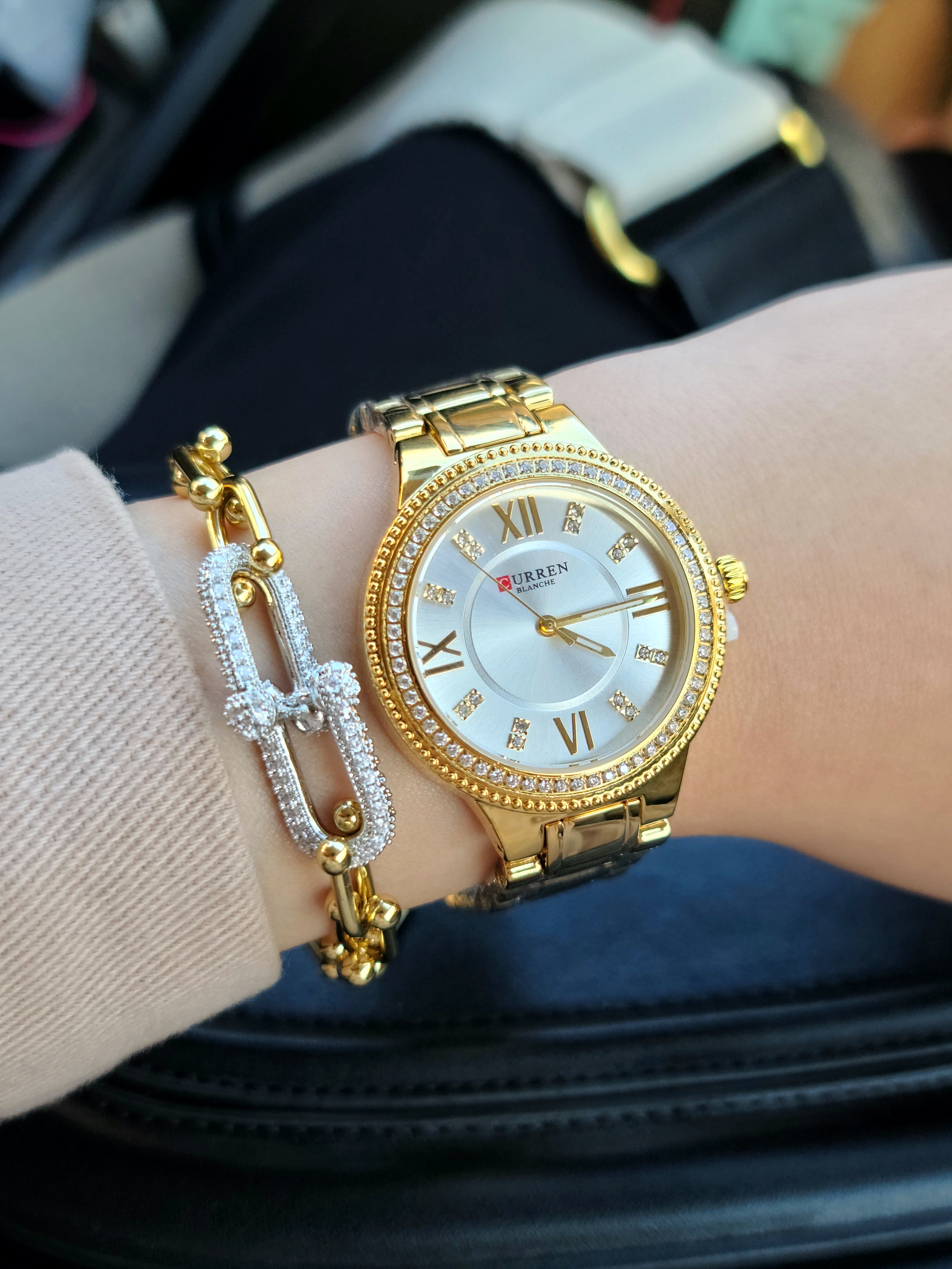 Montre curren femme + bracelet tiffany AC inoxydable