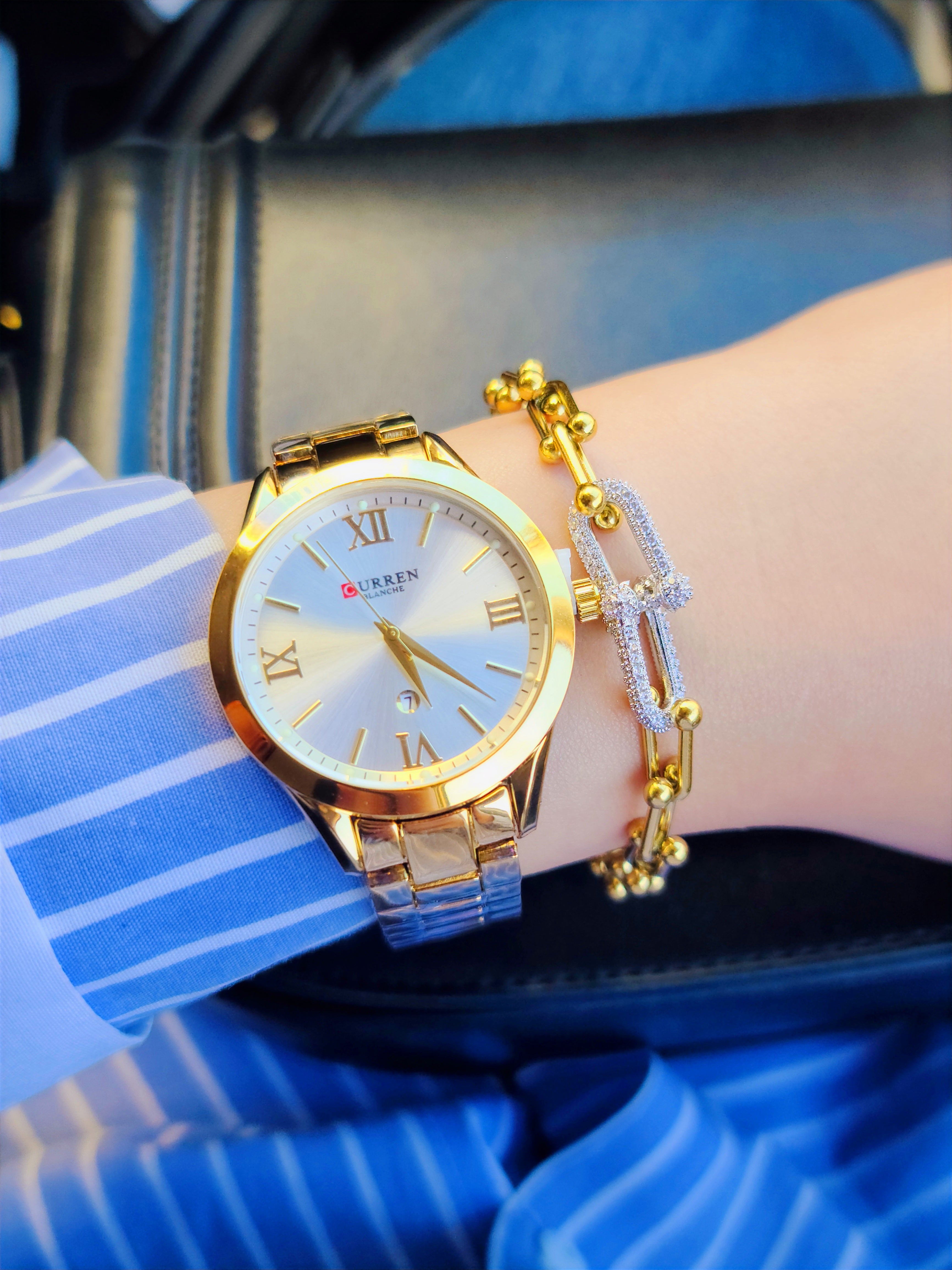 Montre curren femme + bracelet tiffany AC inoxydable