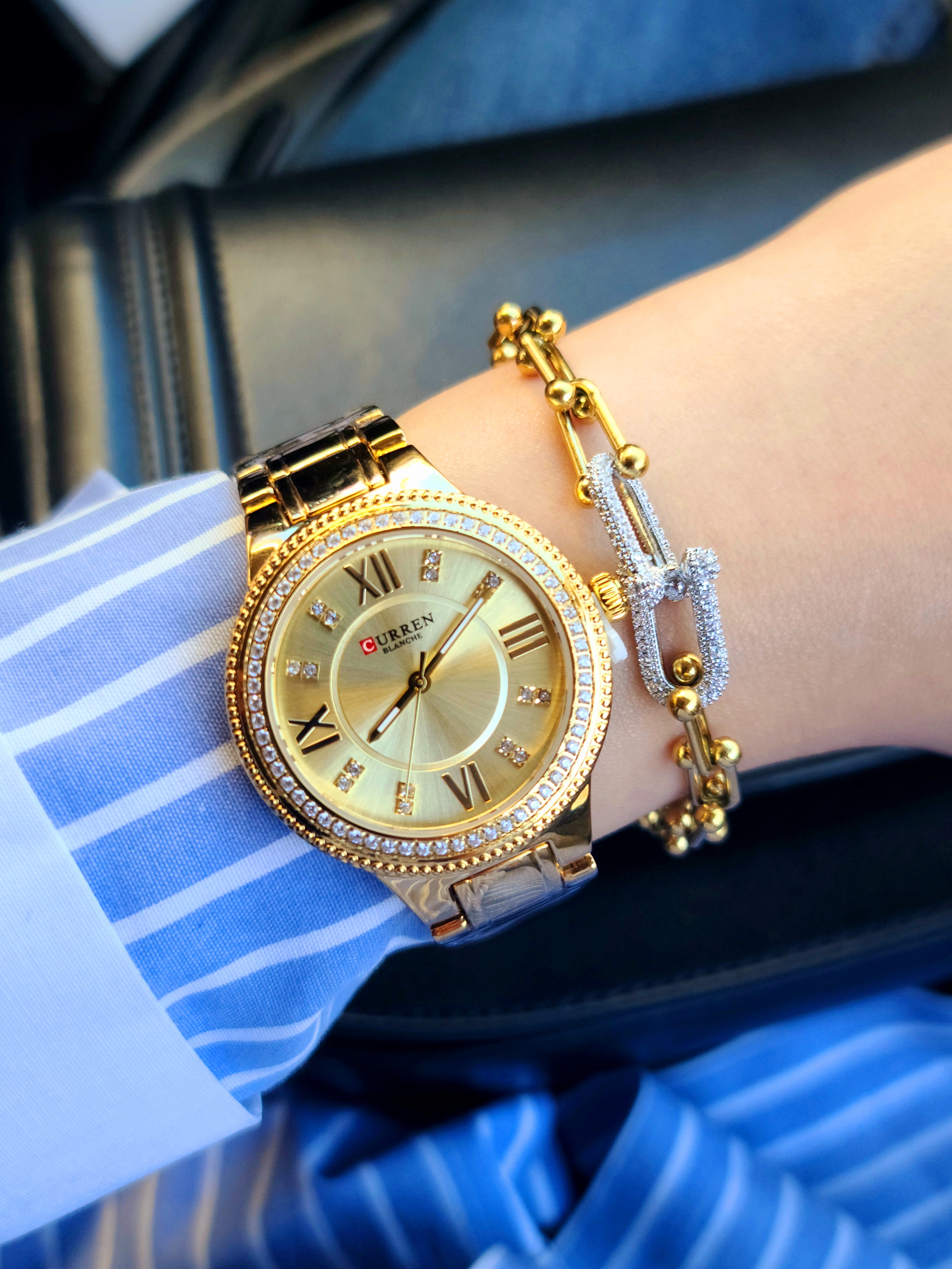 Montre curren femme + bracelet tiffany AC inoxydable