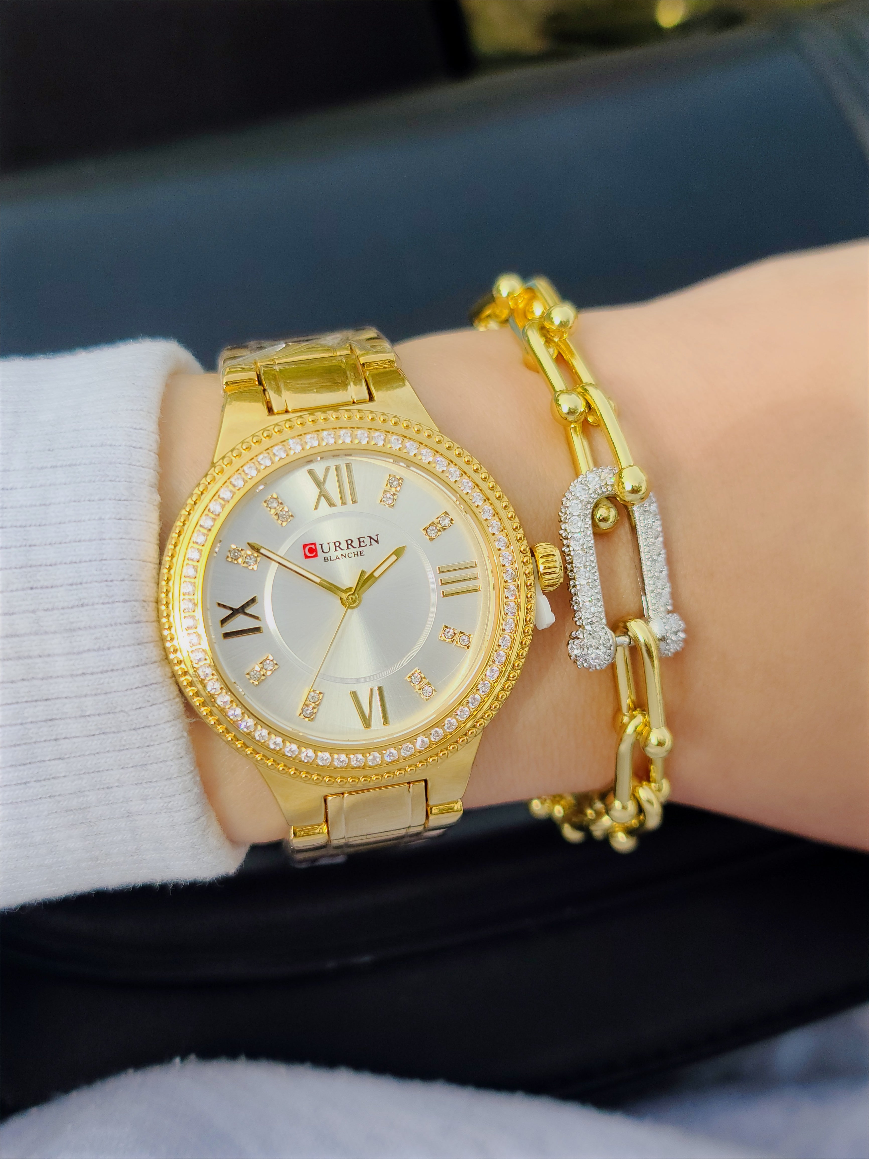 Montre curren femme + bracelet tiffany AC inoxydable