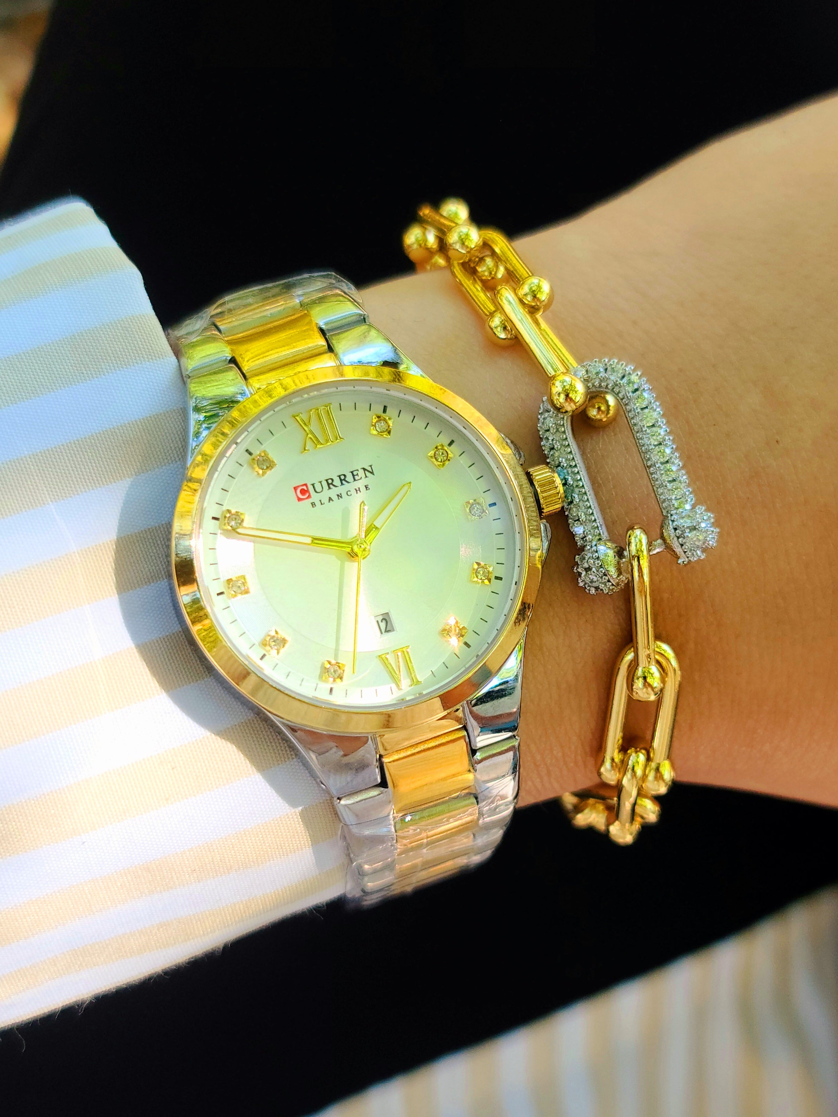 Montre curren femme + bracelet tiffany AC inoxydable